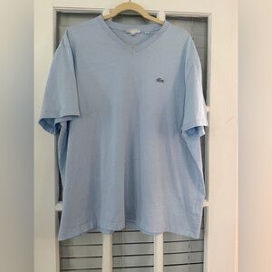 LACOSTE Men's 4XL Light Blue Knit V-Neck Cotton Regular Fit T-Shirt | SKU 0109